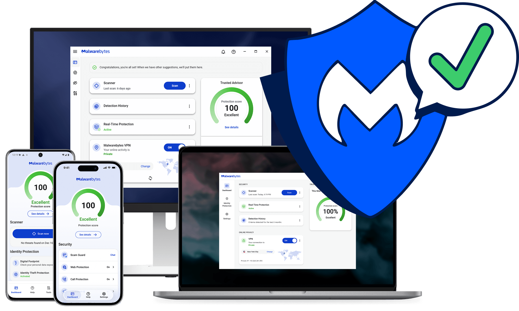 Malwarebytes family plan — all household devices protected and visible in one account